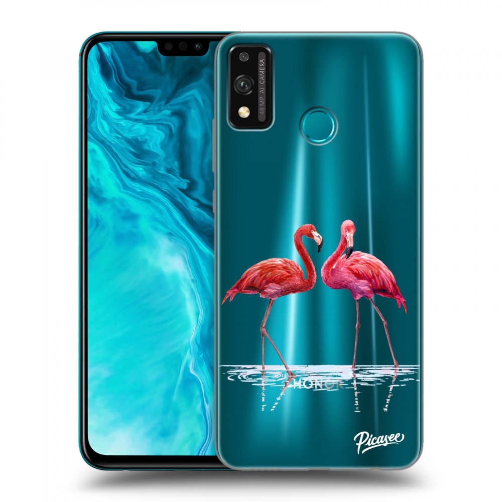 Honor 9X Lite Hülle - Transparentes Silikon - Flamingos Zu Zweit