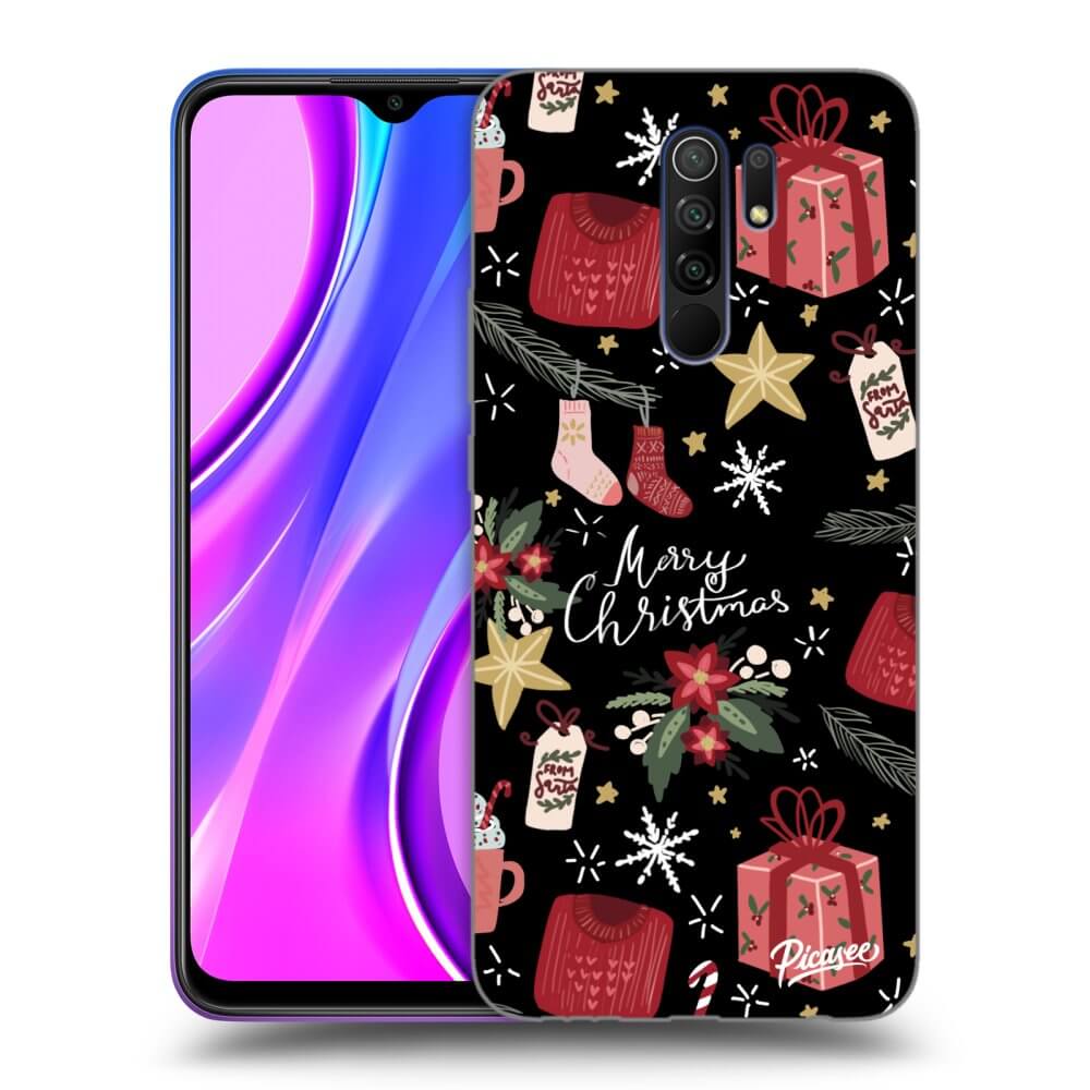 Xiaomi Redmi 9 Hülle - Schwarzes Silikon - Christmas