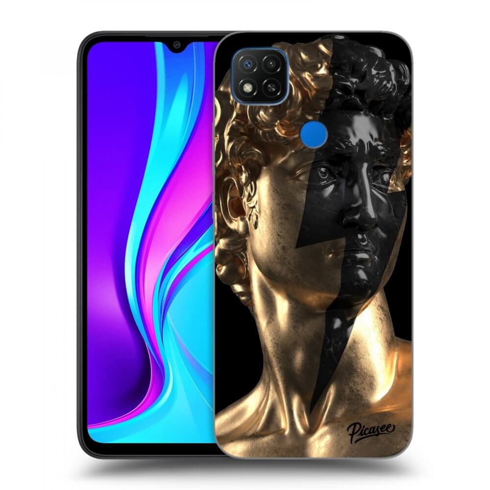 Xiaomi Redmi 9C Hülle - Schwarzes Silikon - Wildfire - Gold