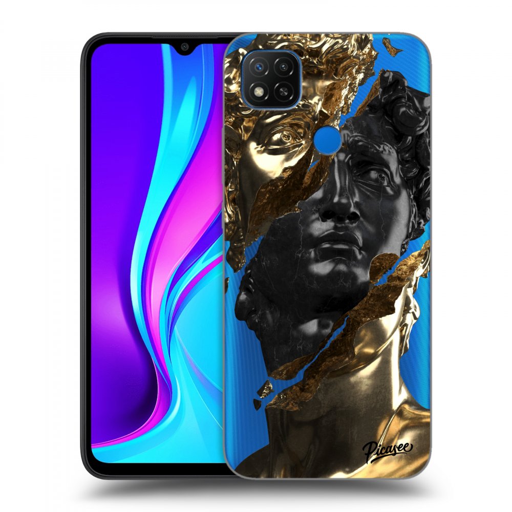 Xiaomi Redmi 9C Hülle - Transparentes Silikon - Gold - Black