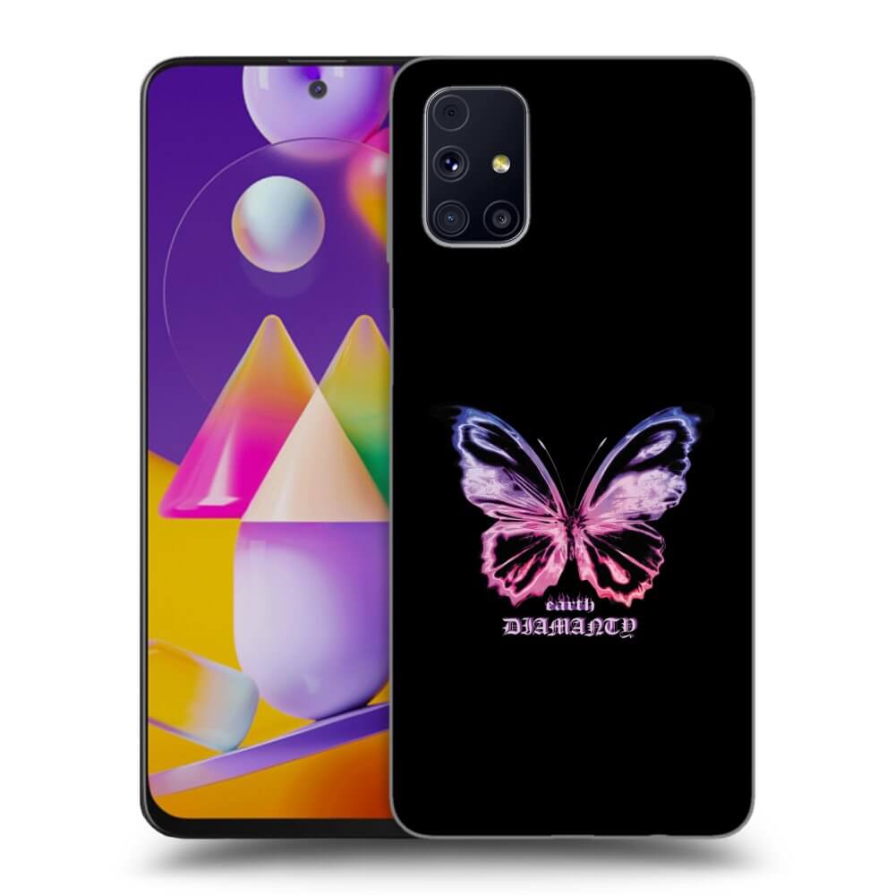 Samsung Galaxy M31s Hülle - Schwarzes Silikon - Diamanty Purple