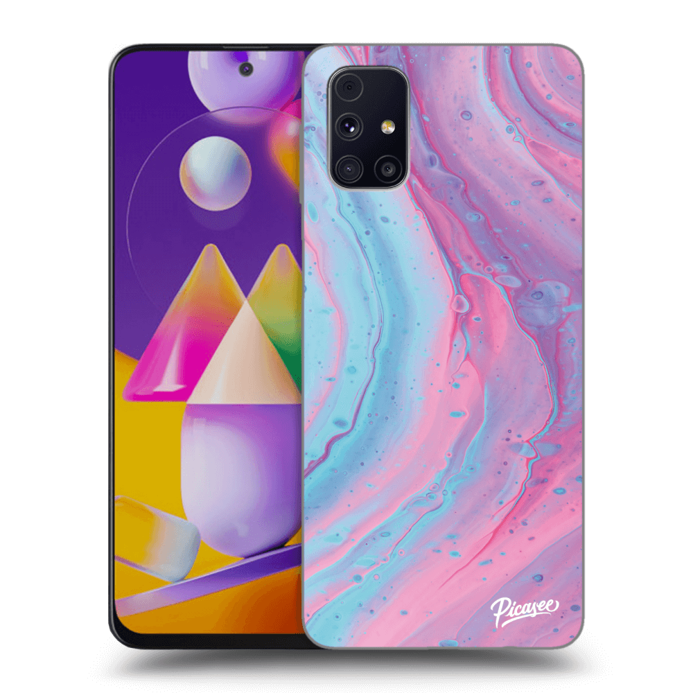 Samsung Galaxy M31s Hülle - Transparentes Silikon - Pink Liquid