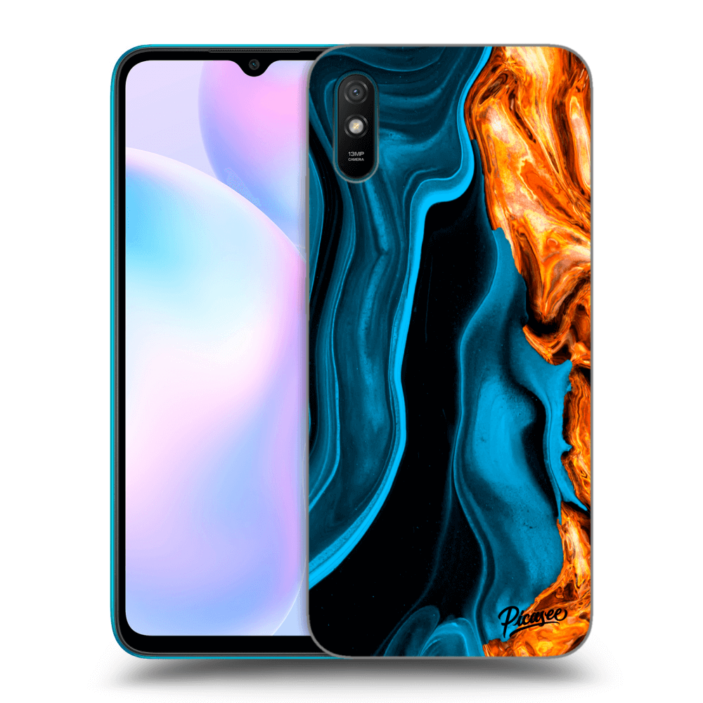 Xiaomi Redmi 9A Hülle - Transparentes Silikon - Gold Blue