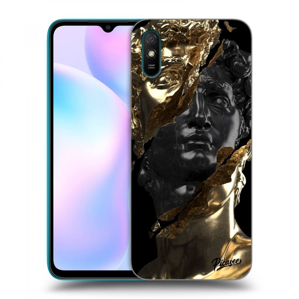 Xiaomi Redmi 9A Hülle - Schwarzes Silikon - Gold - Black