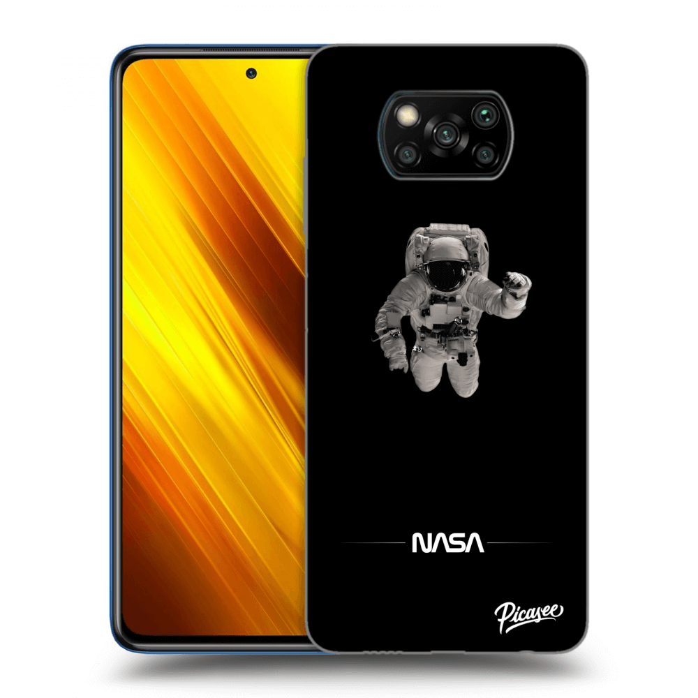 Xiaomi Poco X3 Hülle - Schwarzes Silikon - Astronaut Minimal