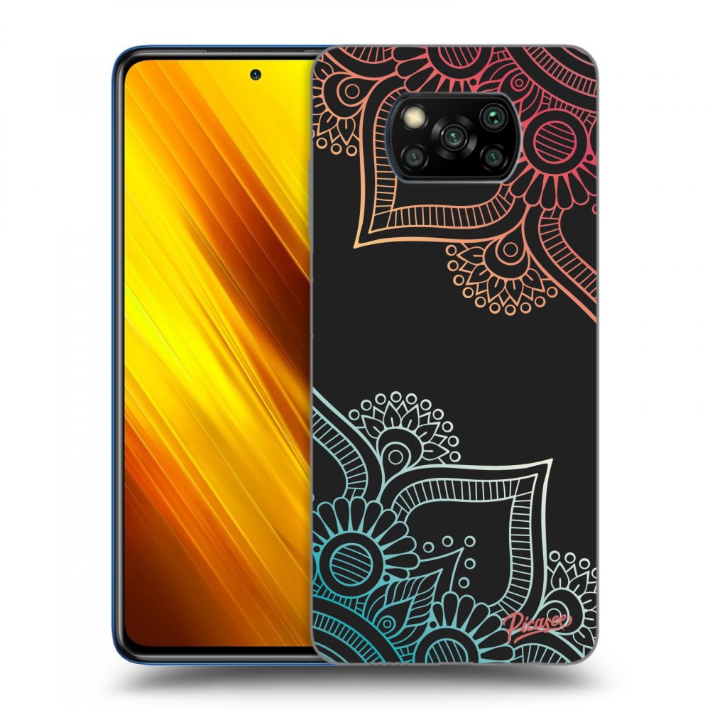 Xiaomi Poco X3 Hülle - Schwarzes Silikon - Flowers Pattern