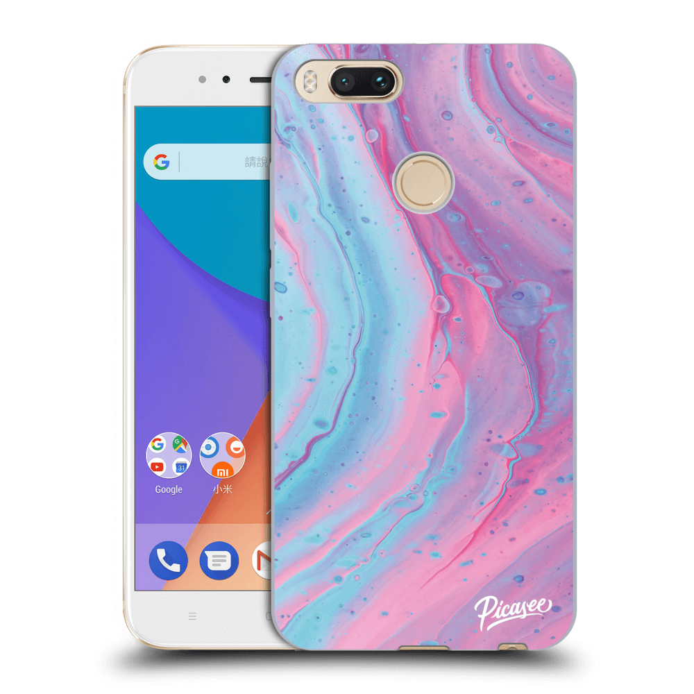 Xiaomi Mi A1 Global Hülle - Transparentes Silikon - Pink Liquid