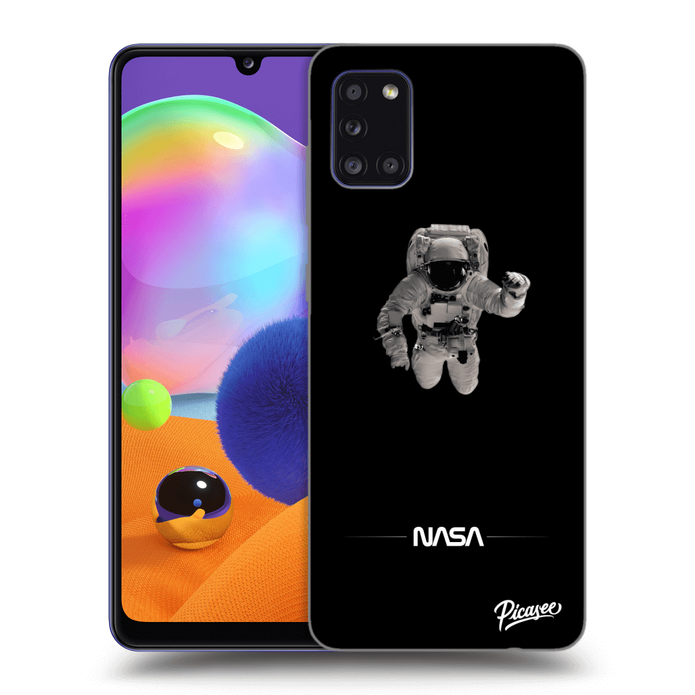 Samsung Galaxy A31 A315F Hülle - Schwarzes Silikon - Astronaut Minimal