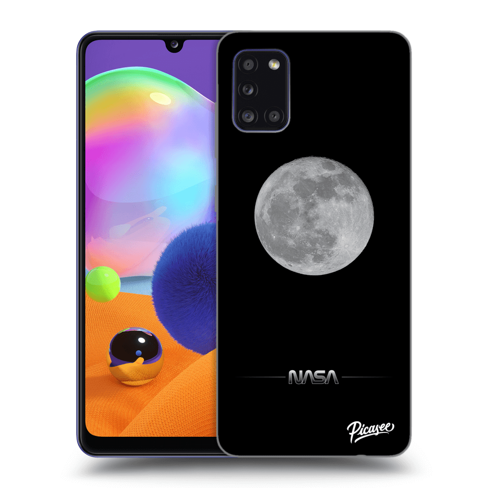 Samsung Galaxy A31 A315F Hülle - Schwarzes Silikon - Moon Minimal