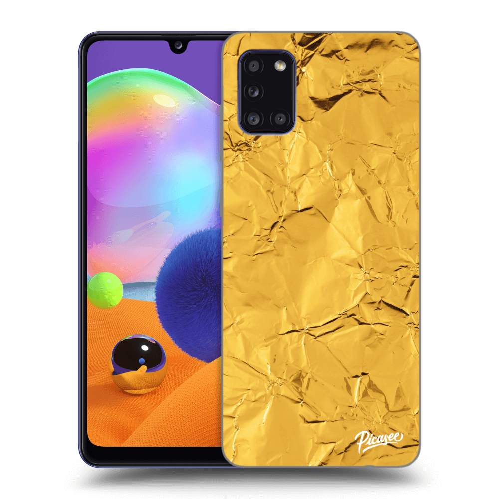 Samsung Galaxy A31 A315F Hülle - Schwarzes Silikon - Gold