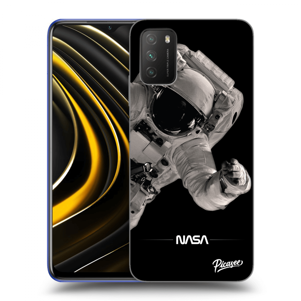 Xiaomi Poco M3 Hülle - Schwarzes Silikon - Astronaut Big