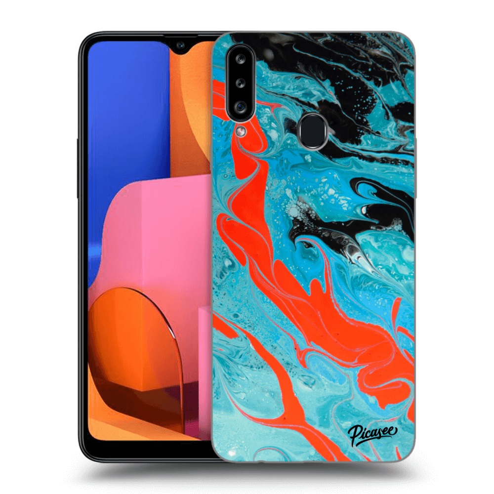 Samsung Galaxy A20s Hülle - Schwarzes Silikon - Blue Magma