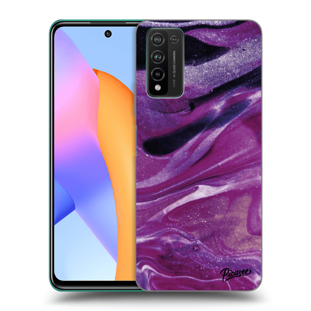 Honor 10X Lite Hülle - Transparentes Silikon - Purple Glitter