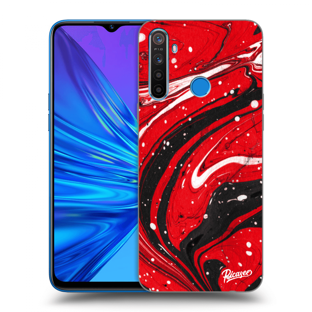 Realme 5 Hülle - Schwarzes Silikon - Red Black