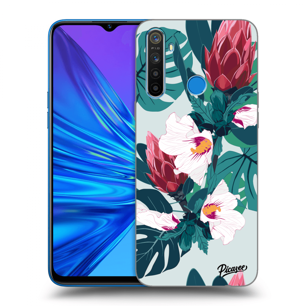 Realme 5 Hülle - Transparentes Silikon - Rhododendron