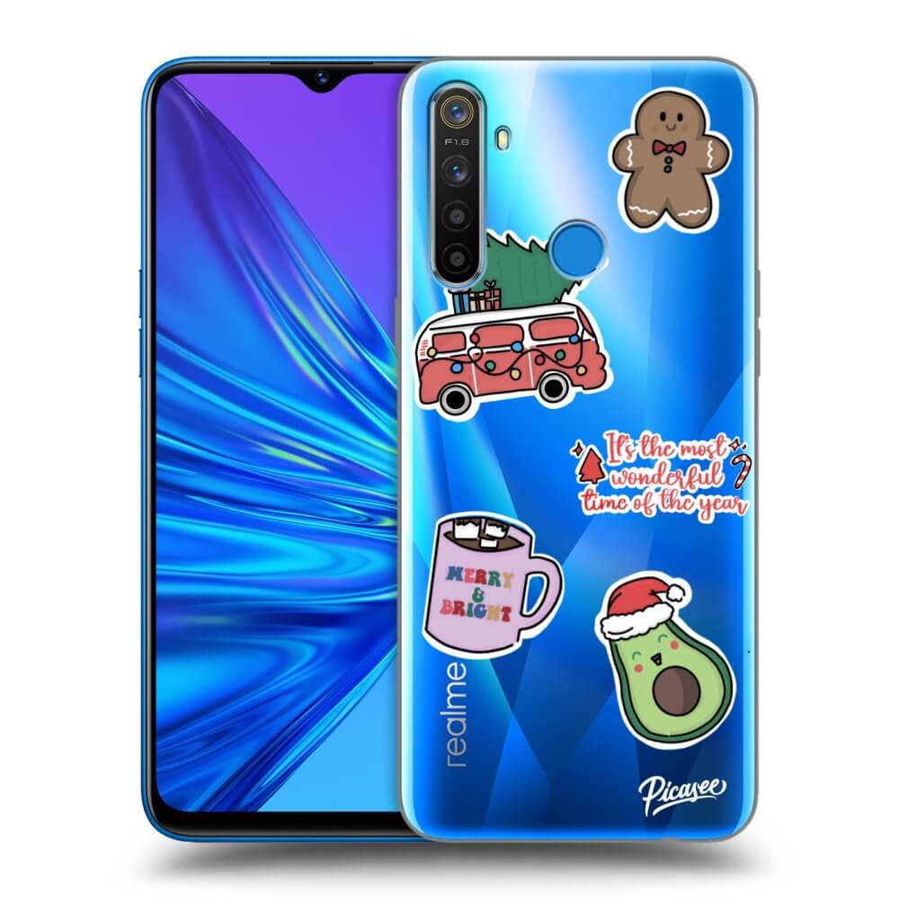 Realme 5 Hülle - Transparentes Silikon - Christmas Stickers