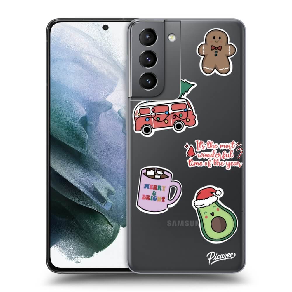 Samsung Galaxy S21 5G G991B Hülle - Transparentes Silikon - Christmas Stickers