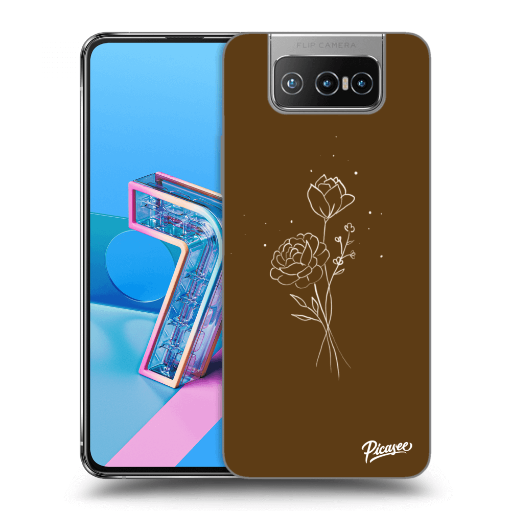Asus Zenfone 7 ZS670KS Hülle - Transparentes Silikon - Brown Flowers