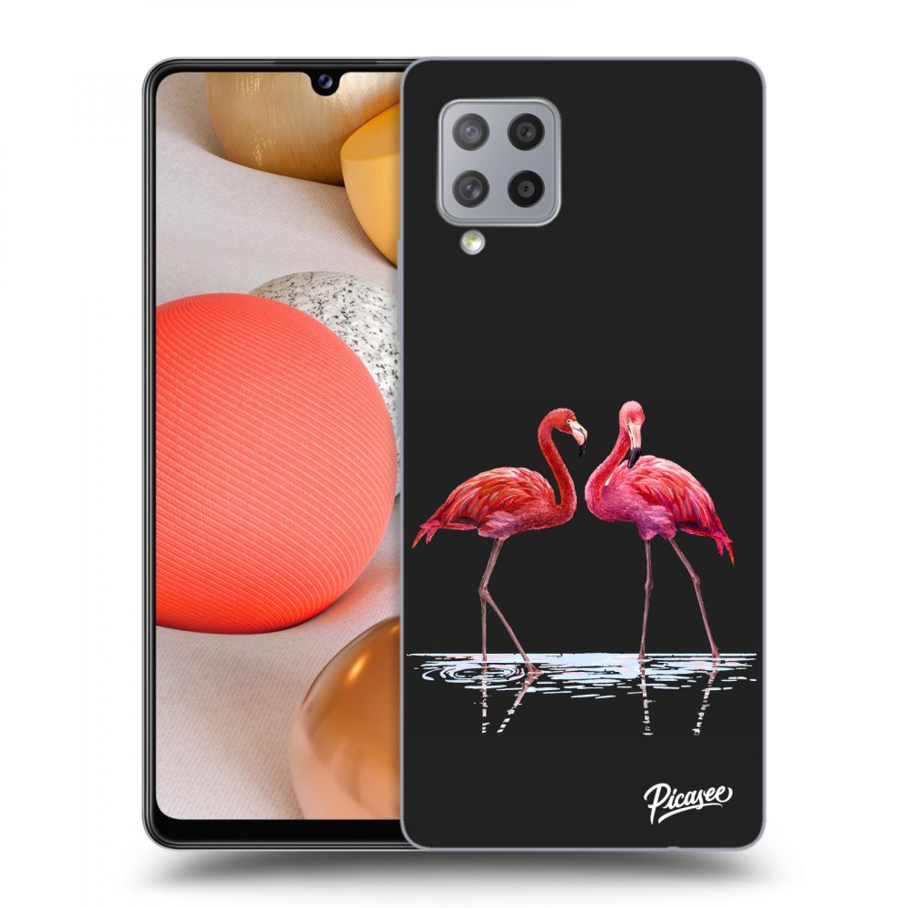 Samsung Galaxy A42 A426B Hülle - Schwarzes Silikon - Flamingos Zu Zweit