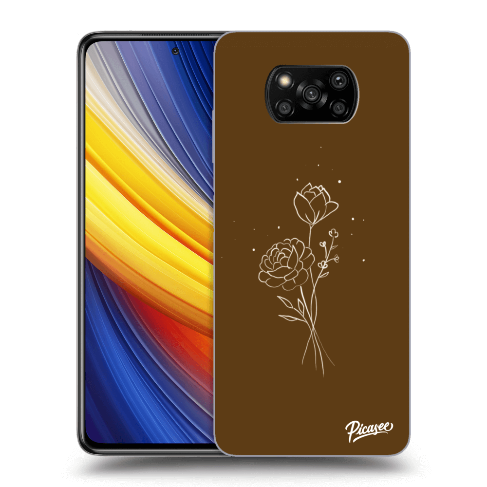 Xiaomi Poco X3 Pro Hülle - Transparentes Silikon - Brown Flowers