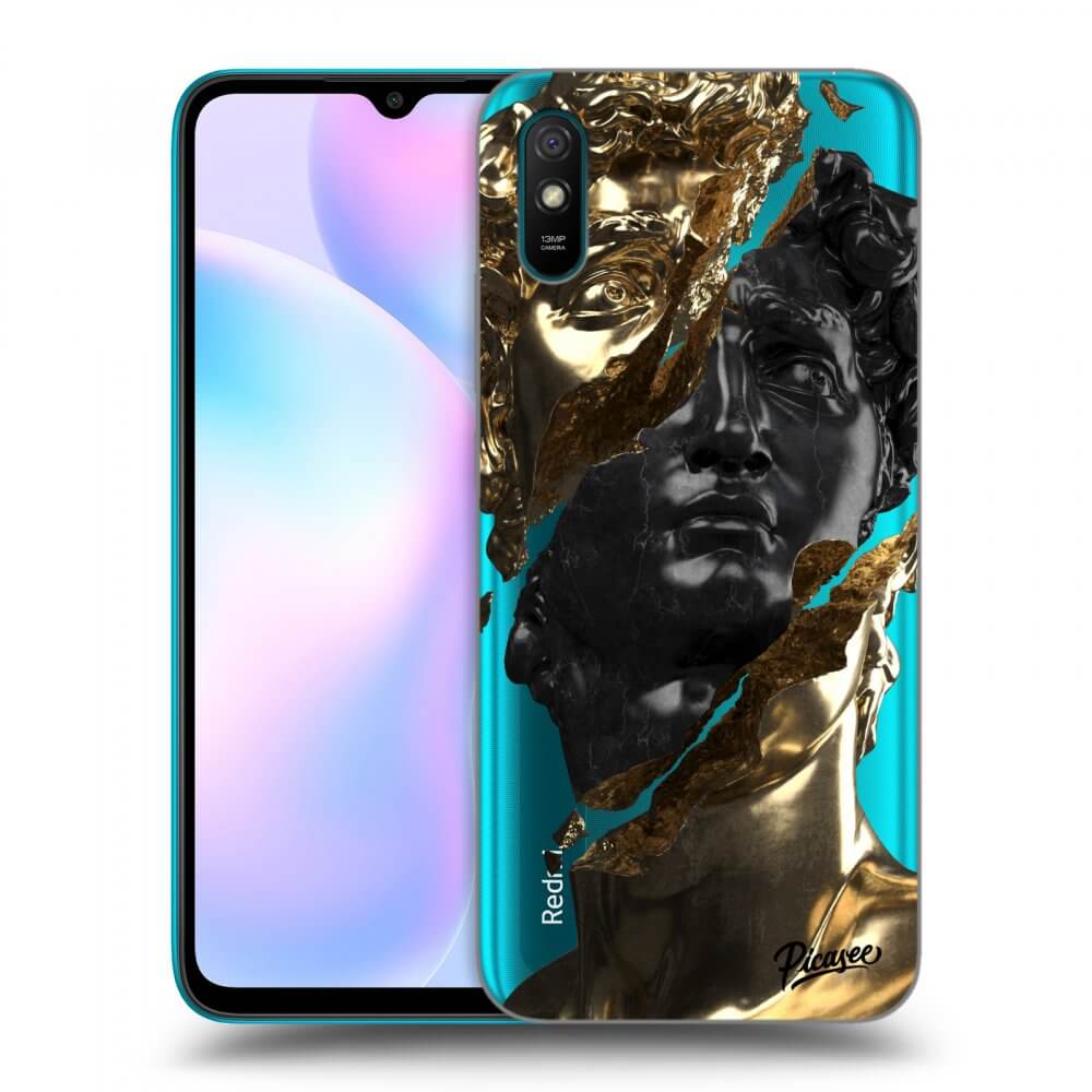 Xiaomi Redmi 9AT Hülle - Transparentes Silikon - Gold - Black