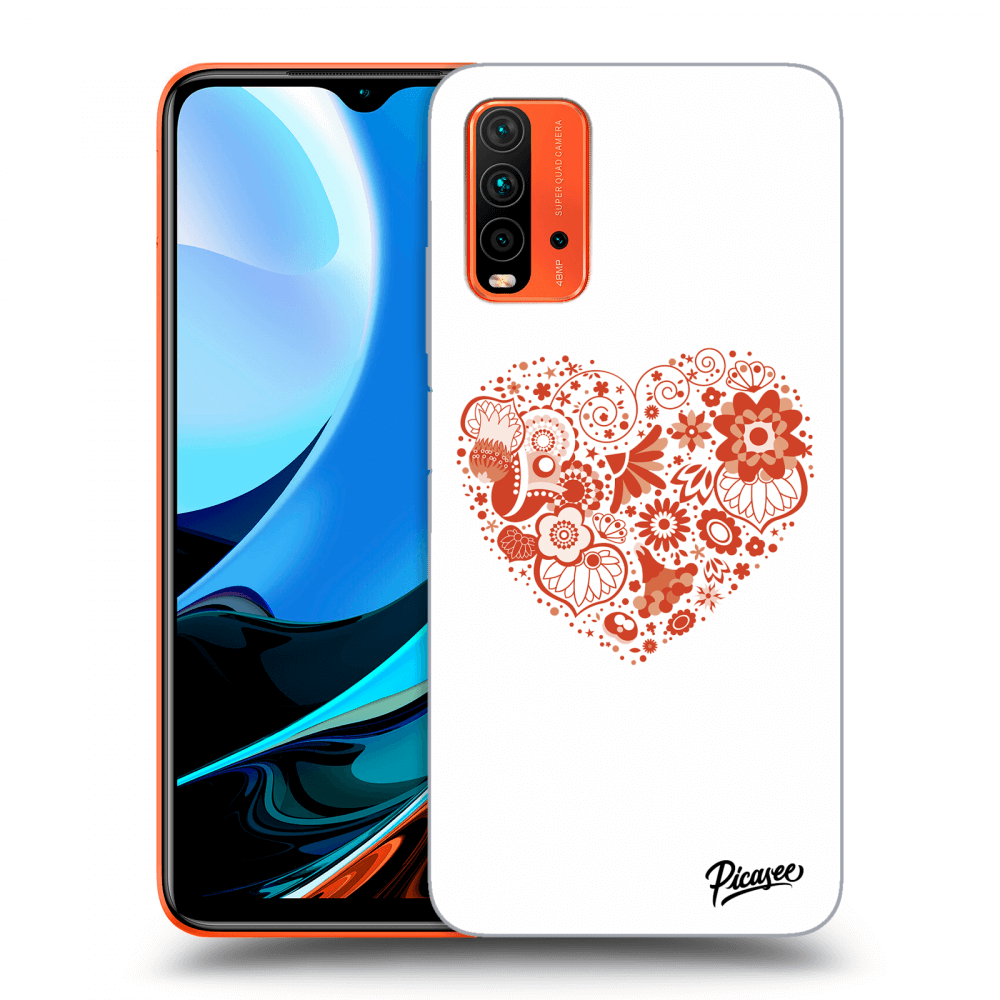 Xiaomi Redmi 9T Hülle - Schwarzes Silikon - Großes Herz