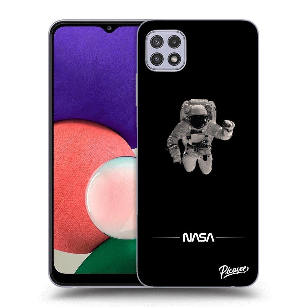 Samsung Galaxy A22 A226B 5G Hülle - Schwarzes Silikon - Astronaut Minimal