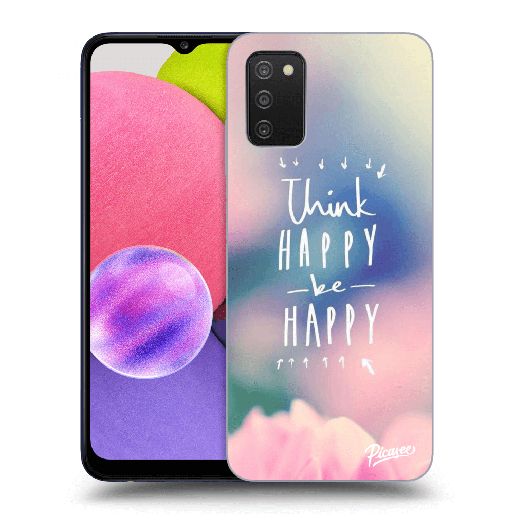 Samsung Galaxy A02s A025G Hülle - Schwarzes Silikon - Think Happy Be Happy