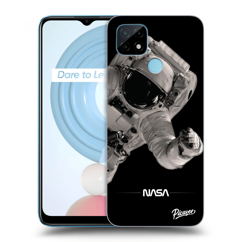 Realme C21 Hülle - Schwarzes Silikon - Astronaut Big