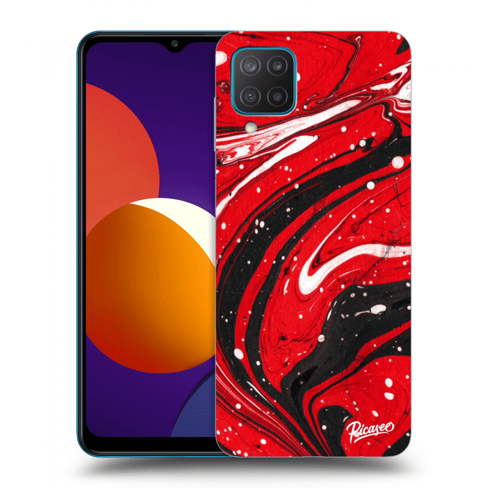 Samsung Galaxy M12 M127F Hülle - Transparentes Silikon - Red Black