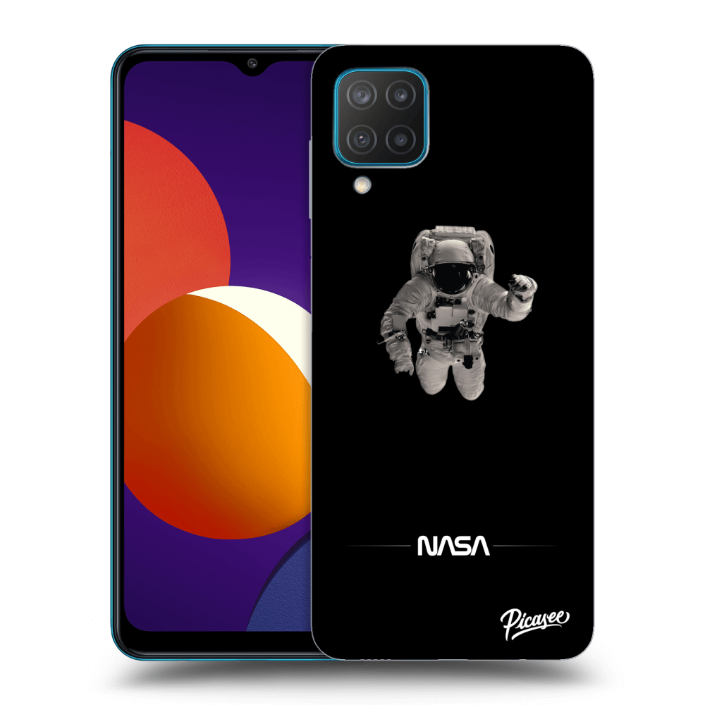 Samsung Galaxy M12 M127F Hülle - Schwarzes Silikon - Astronaut Minimal