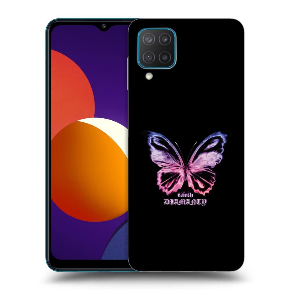 Samsung Galaxy M12 M127F Hülle - Schwarzes Silikon - Diamanty Purple