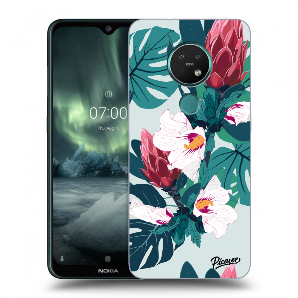Nokia 7.2 Hülle - Transparentes Silikon - Rhododendron