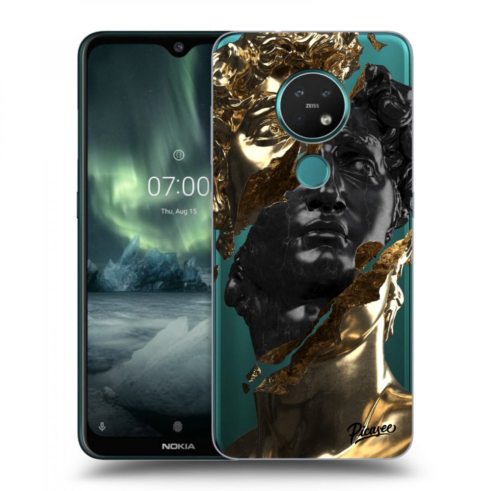 Nokia 7.2 Hülle - Transparentes Silikon - Gold - Black