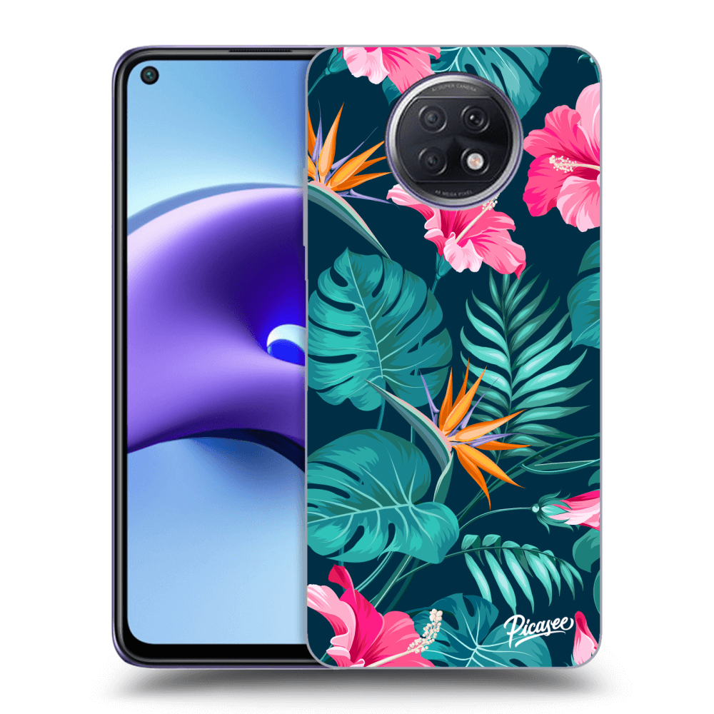 Xiaomi Redmi Note 9T Hülle - Transparentes Silikon - Pink Monstera