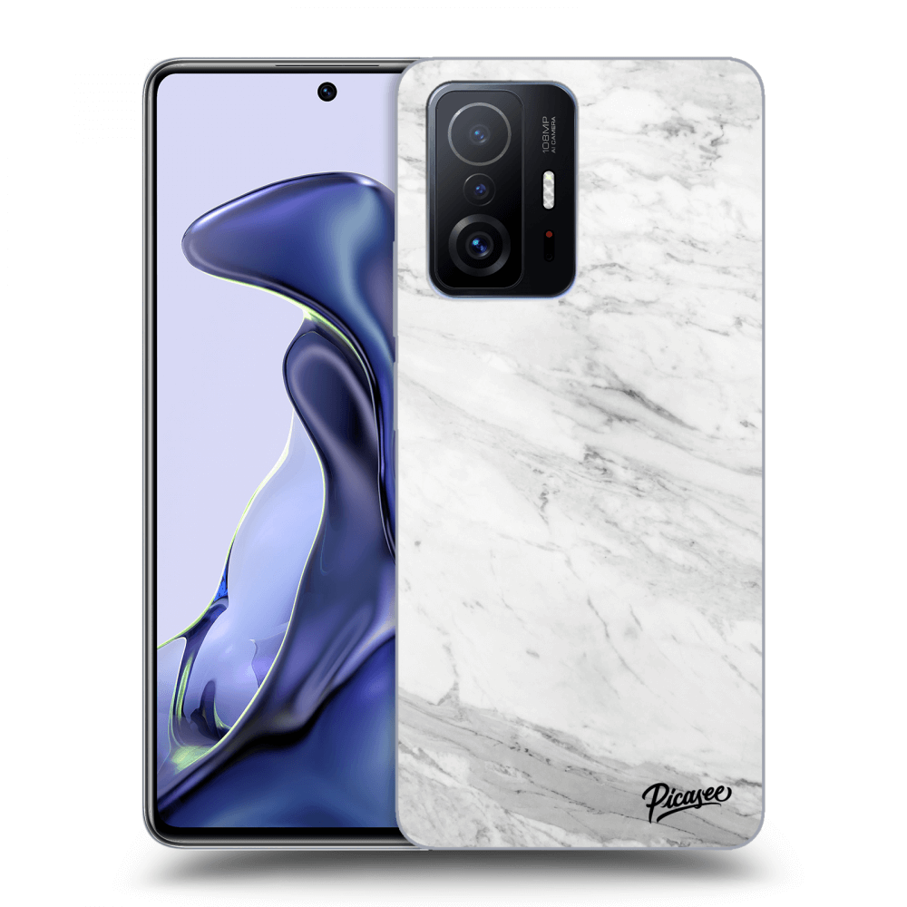 Xiaomi 11T Hülle - Schwarzes Silikon - White Marble