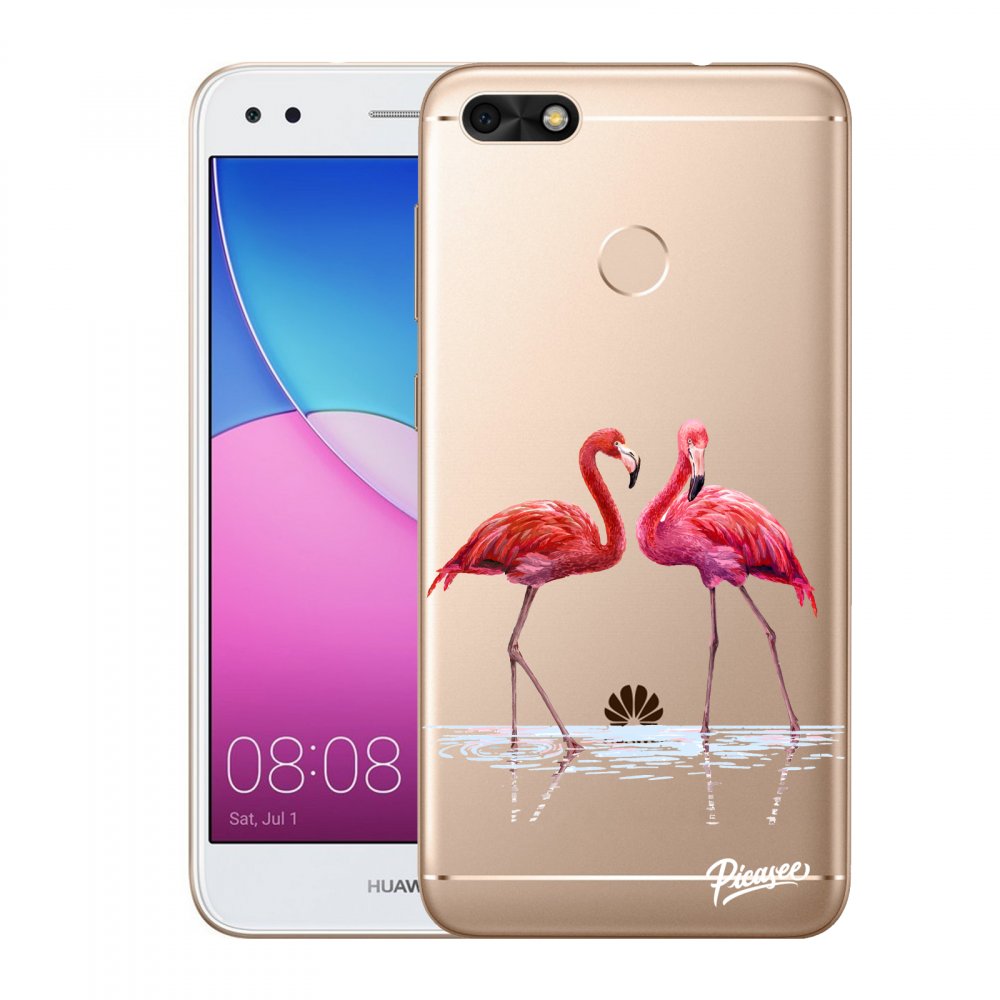 Huawei P9 Lite Mini Hülle - Transparentes Silikon - Flamingos Zu Zweit