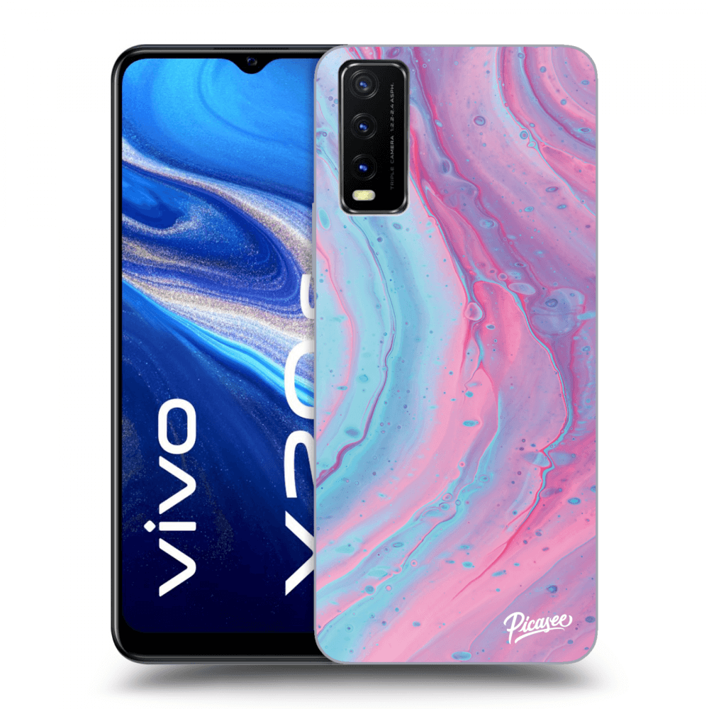 Vivo Y20s Hülle - Transparentes Silikon - Pink Liquid