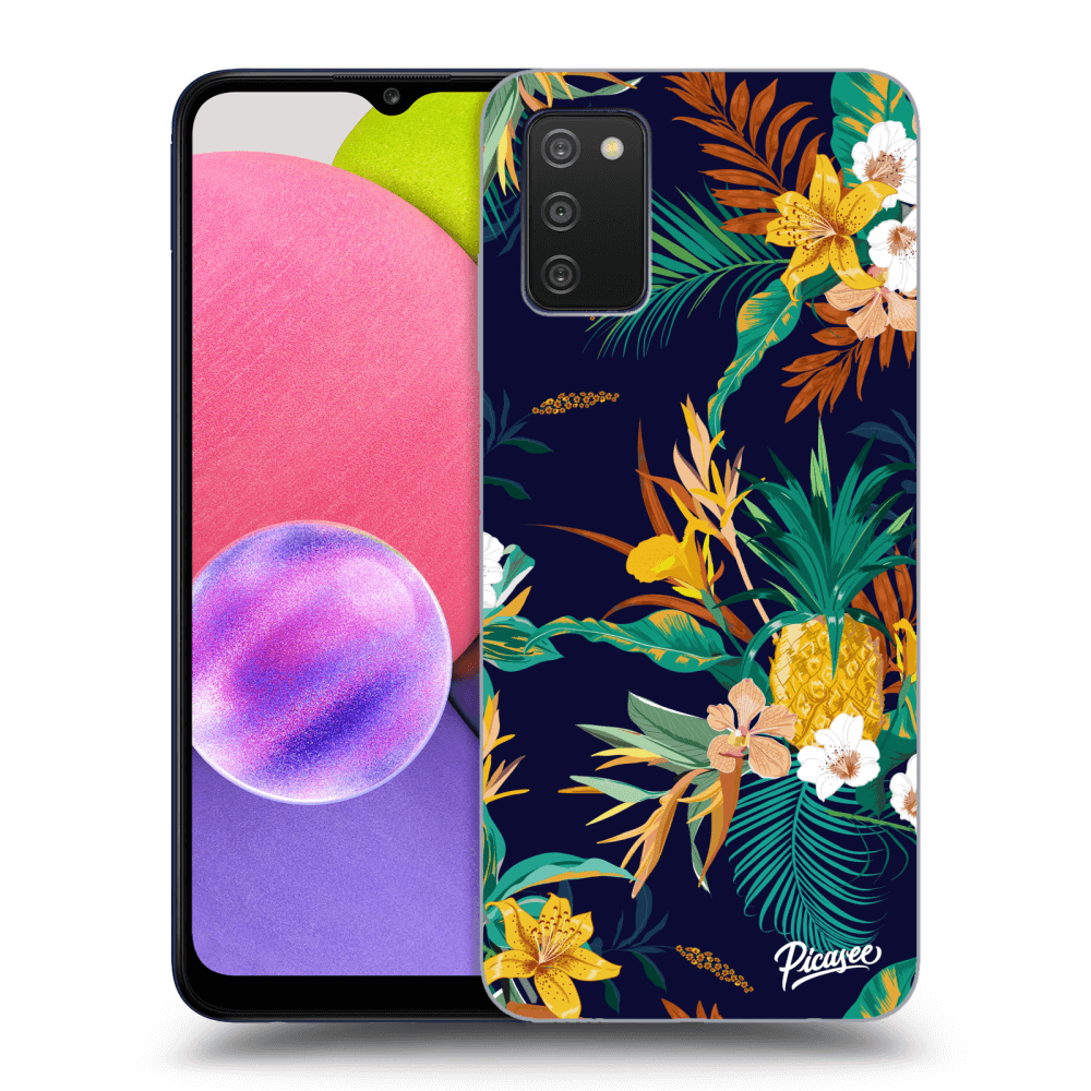 Samsung Galaxy A03s A037G Hülle - Transparentes Silikon - Pineapple Color