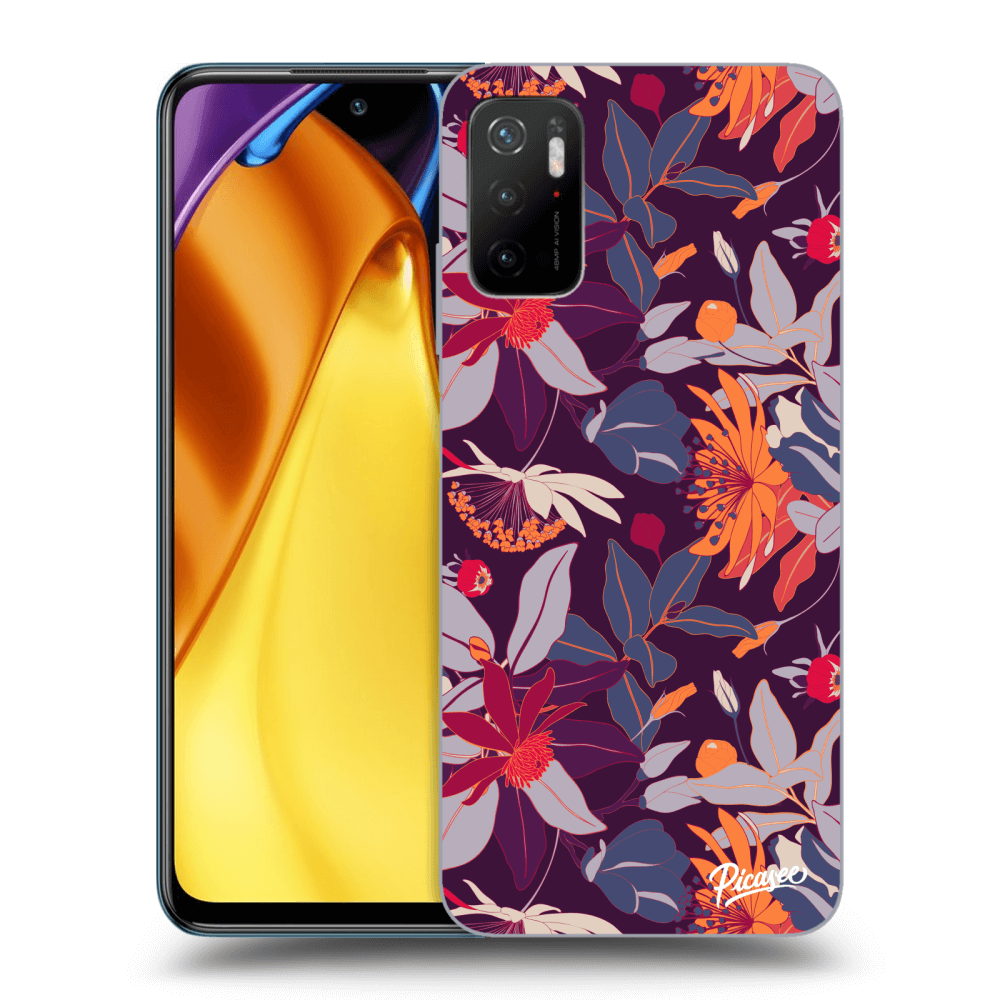 Xiaomi Poco M3 Pro 5G Hülle - Transparentes Silikon - Purple Leaf