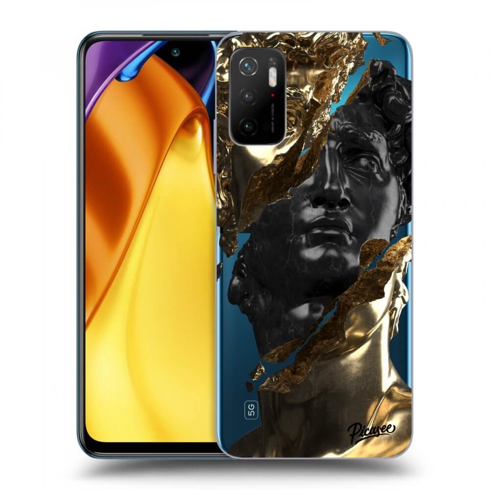 Xiaomi Poco M3 Pro 5G Hülle - Transparentes Silikon - Gold - Black