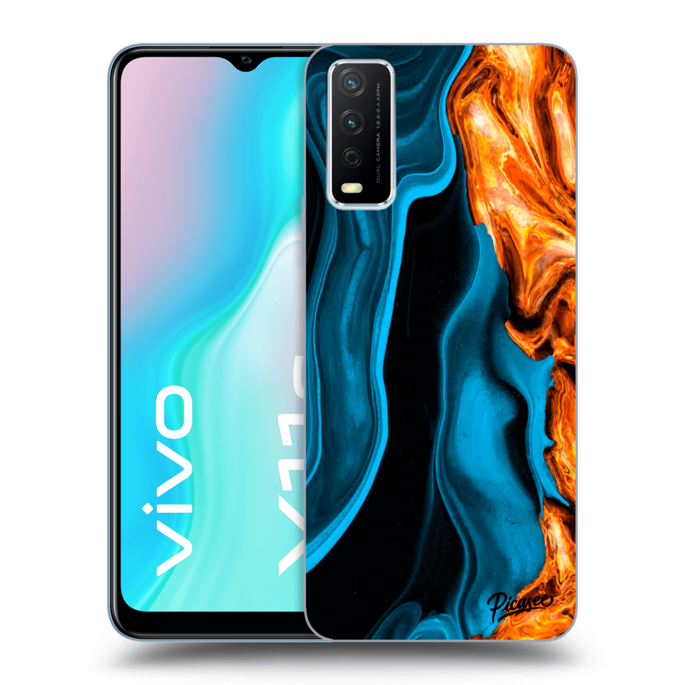 Vivo Y11s Hülle - Transparentes Silikon - Gold Blue