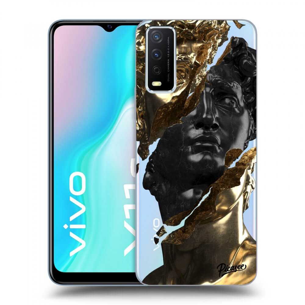 Vivo Y11s Hülle - Transparentes Silikon - Gold - Black