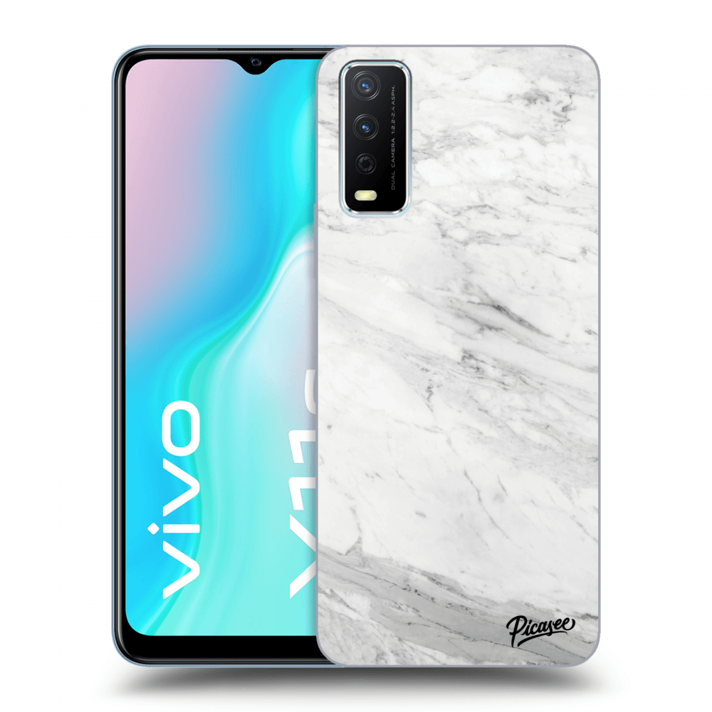 Vivo Y11s Hülle - Schwarzes Silikon - White Marble