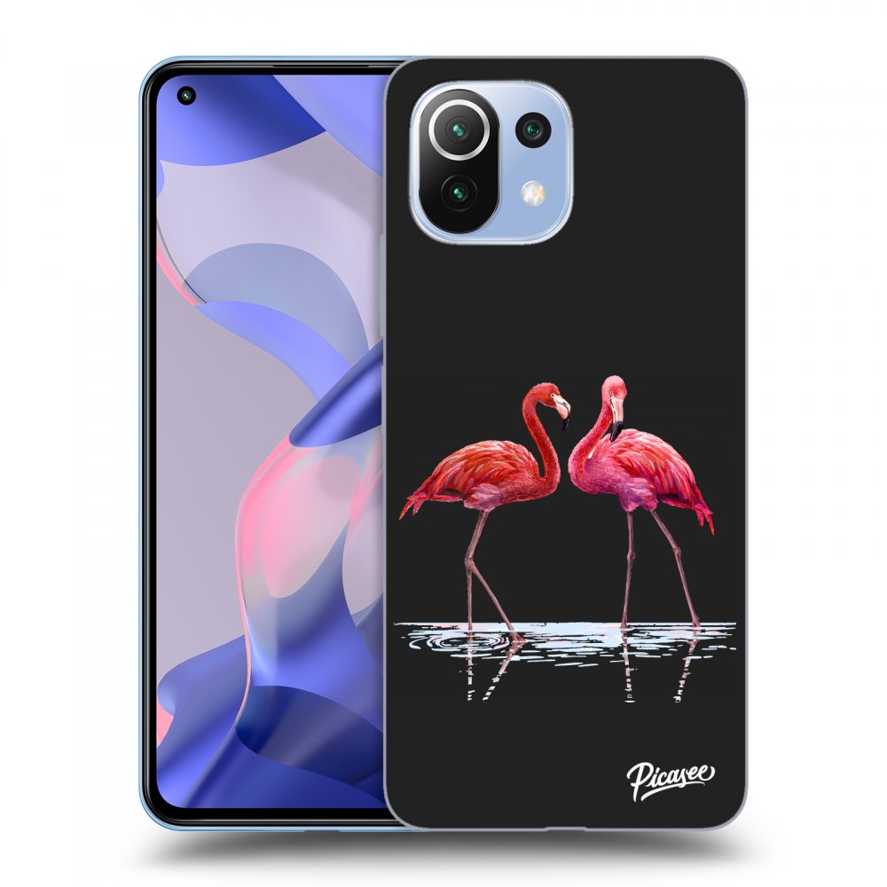 Xiaomi 11 Lite 5G NE Hülle - Schwarzes Silikon - Flamingos Zu Zweit