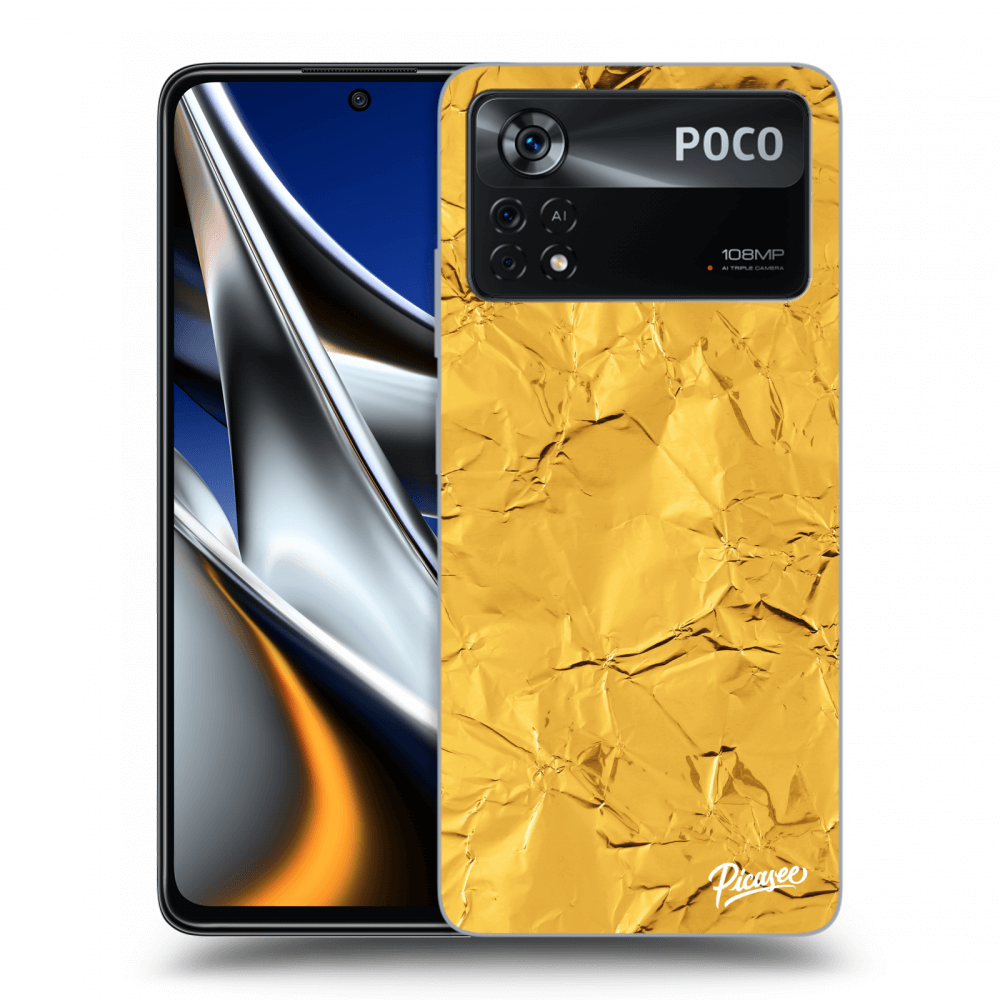 Xiaomi Poco X4 Pro 5G Hülle - Schwarzes Silikon - Gold