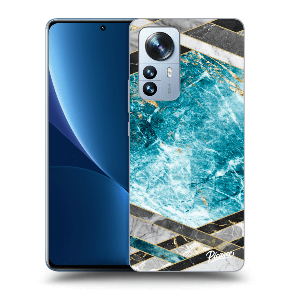 Xiaomi 12 Pro Hülle - Transparentes Silikon - Blue Geometry