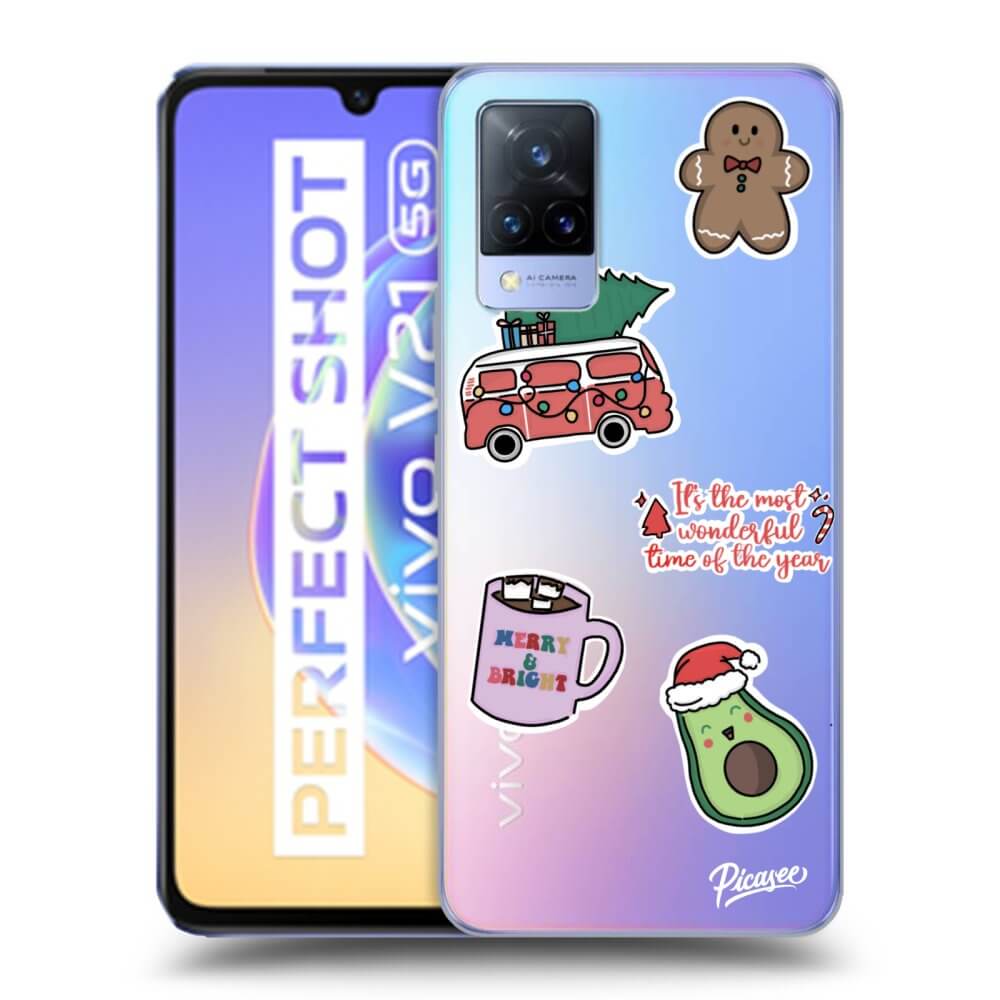 Vivo V21 5G Hülle - Transparentes Silikon - Christmas Stickers