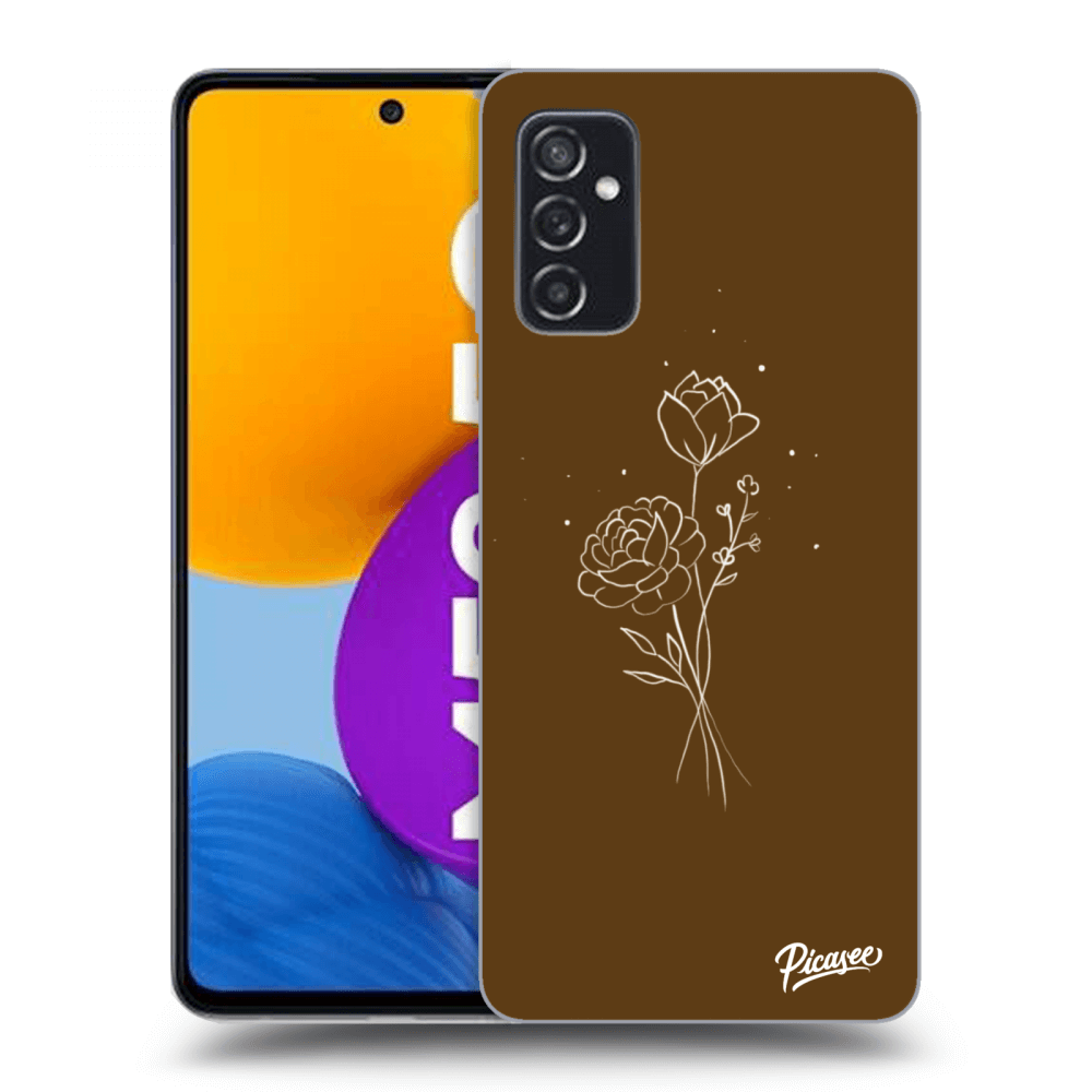 Samsung Galaxy M52 5G Hülle - Transparentes Silikon - Brown Flowers