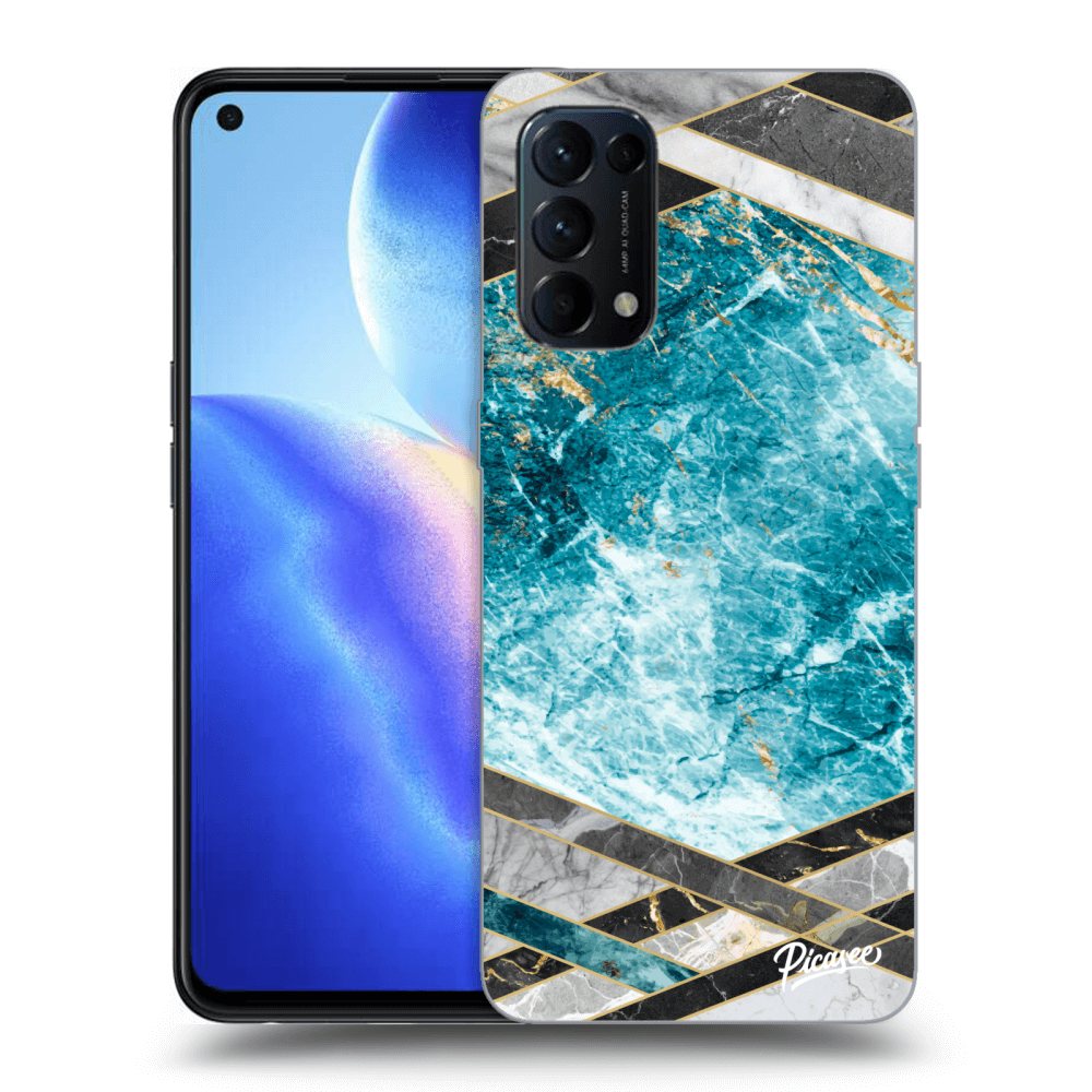 OPPO Reno 5 5G Hülle - Schwarzes Silikon - Blue Geometry